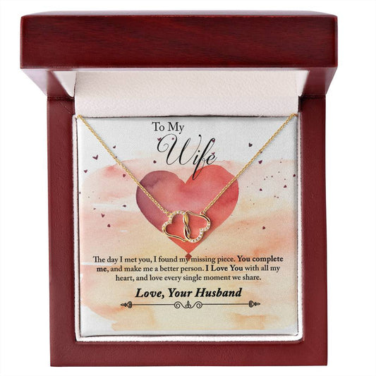 Everlasting Love Solid Gold Necklace- To My Wife, The Day I Met You, I Found My Missing Piece