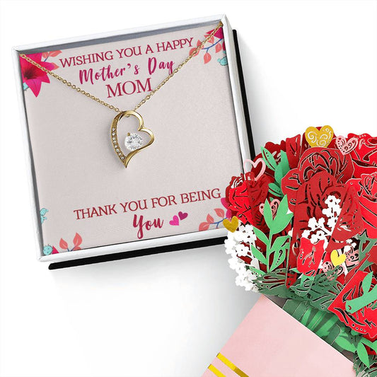Forever Love Necklace and Sweetest Devotion Bouquet- Wishing You aHappy Mothers Day Mom, Thank You for Being You