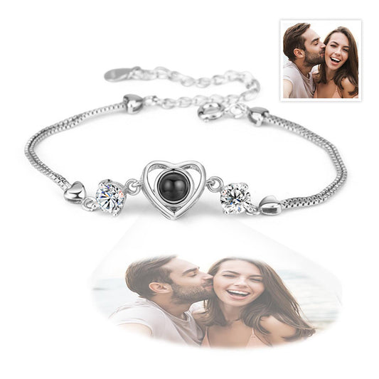 Personalized Heart Picture Projection Bracelet 925 Sterling Silver - yourmomsclosetboutiq