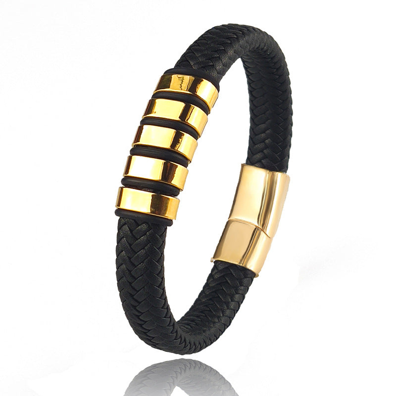 Custom Family Name Bracelets For Men's Stainless Steel Leather Bead Charm Bracelet - yourmomsclosetboutiq