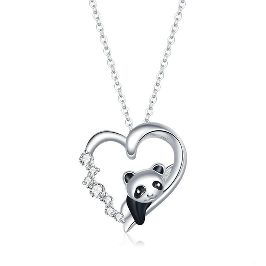 Popular Red Panda Platinum Plated Necklace Heart-shaped Cute Animal Girls Necklace - yourmomsclosetboutiq