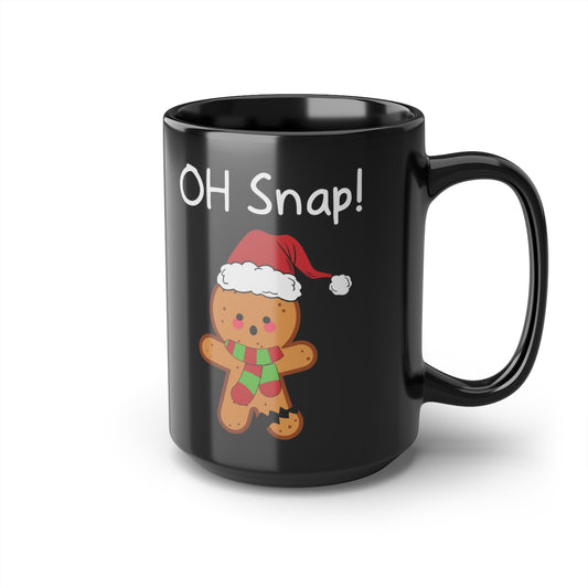 Christmas Coffee Mug, Gingerbread Man, Oh SNAP, Winter Coffee Mugs Illustrated 15 oz. Large Cup - yourmomsclosetboutiq
