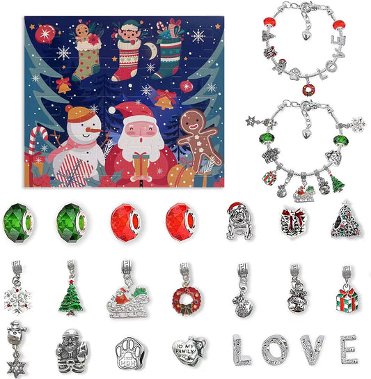 Christmas Advent 24 Countdown Calendar Gift Box Bracelet Set - yourmomsclosetboutiq