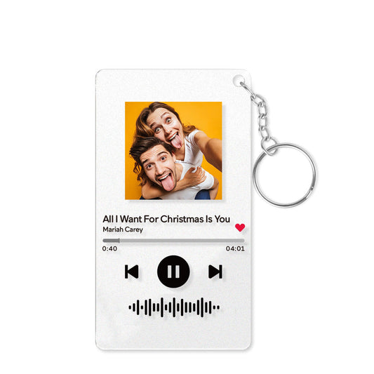 Scannable Code Music Song Plaque Keychains Custom Photo Acrylic Keychain - yourmomsclosetboutiq
