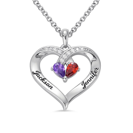 Gemstone necklace female heart-shaped couple custom lettering pendant gift - yourmomsclosetboutiq