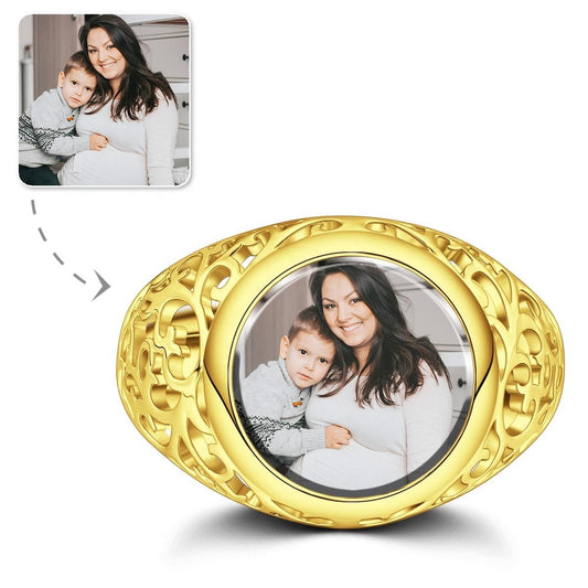 Round Women Rings Custom Photo Ring Mother's Day Gifts - yourmomsclosetboutiq