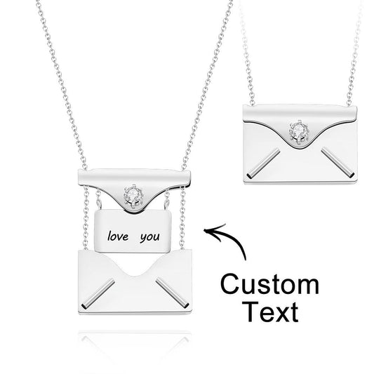 Custom Engraved Necklace Envelope Letter Secret Message Locket Jewelry Pendant - yourmomsclosetboutiq