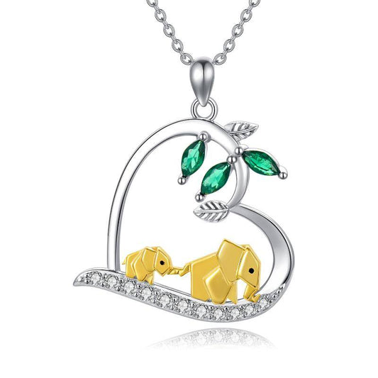 Elephant Necklace 925 Sterling Silver Mother And Child Lucky Origami Elephant Pendant Necklace Jewelry for Women - yourmomsclosetboutiq