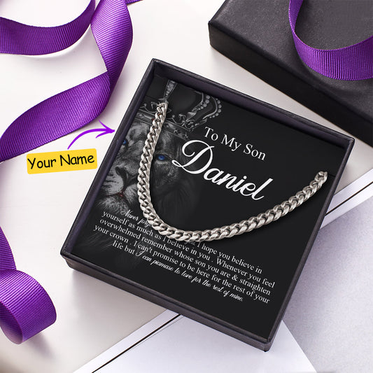Cuban Chain Necklace With Custom Name Message Card Birthday Gift for Son - yourmomsclosetboutiq