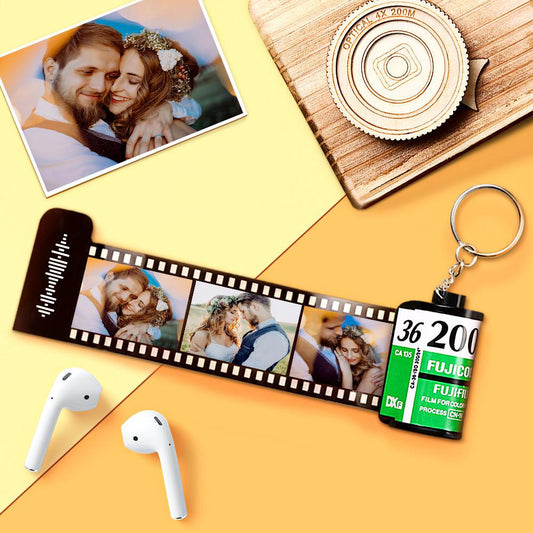 Personalized Scannable Code Photo Film Roll Keychain Green - yourmomsclosetboutiq