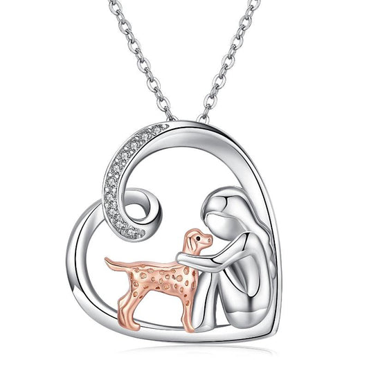 925 Sterling Silver Love Heart Puppy Pendant Necklace Dog Jewelry - yourmomsclosetboutiq