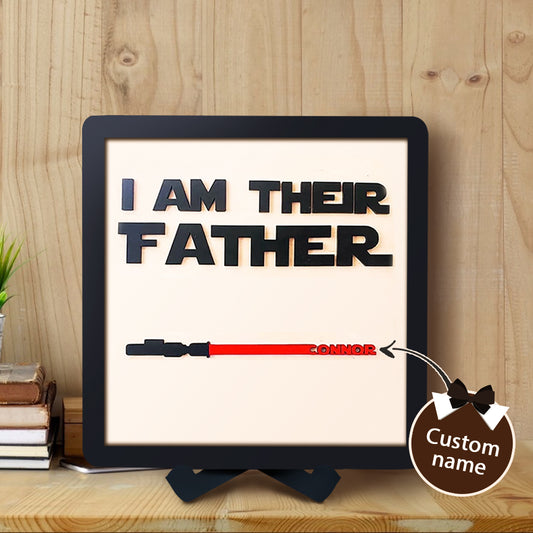 Custom Name Light Saber I AM THEIR FATHER Wooden Sign for Father's Day Gifts - yourmomsclosetboutiq