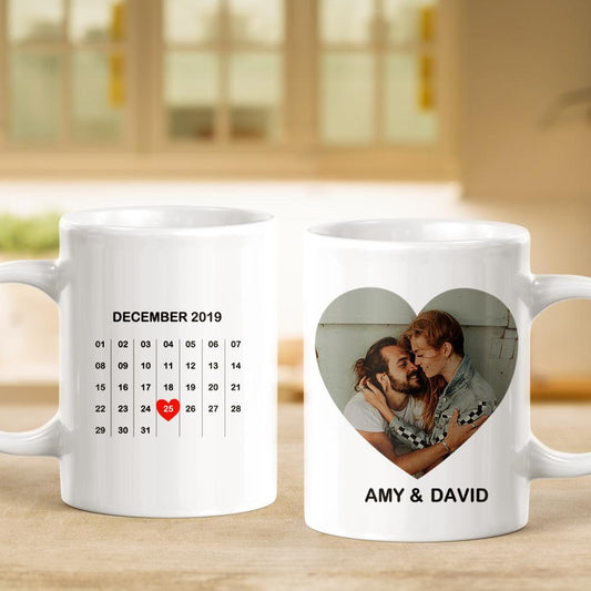 Customised Name Calendar Mugs With Picture For Anniversary - yourmomsclosetboutiq