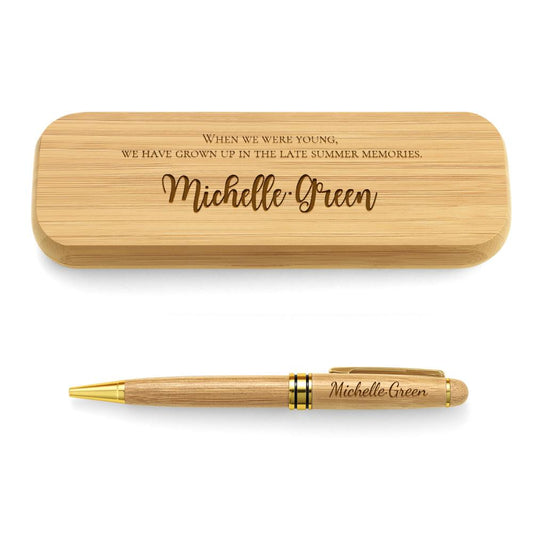 Personalized Wood Pen Set Engraved Pet With Wooden Case Gift for Teacher - yourmomsclosetboutiq