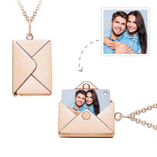 Personalized Envelope Locket Necklace Custom Photo Necklace - yourmomsclosetboutiq
