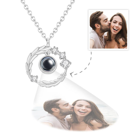 Custom Wreath Jewelry Photo Projection Necklace 925 Sterling Silver - yourmomsclosetboutiq