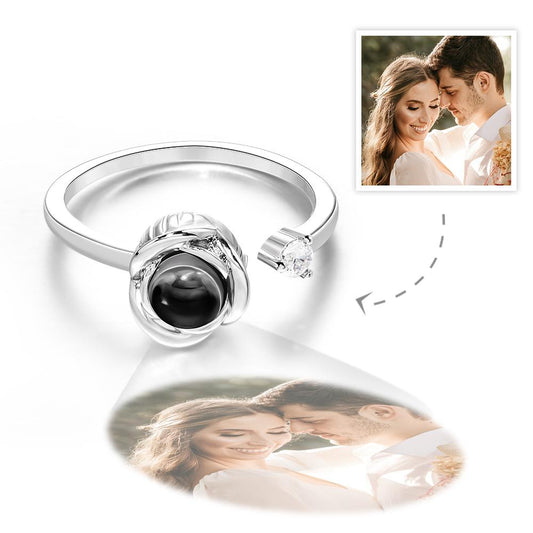 Custom Projection Ring Personalized Photo Open Ring for Women - yourmomsclosetboutiq
