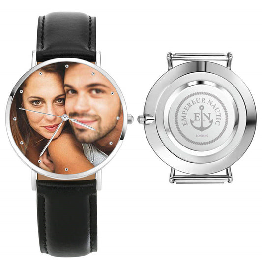 Personalised Genuine Leather Photo Watch For Men - 40mm - yourmomsclosetboutiq