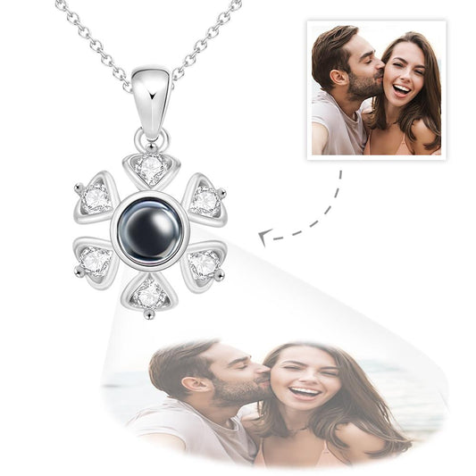 Custom Projection Necklace Personalized Flower Photo Necklace 925 Sterling Silver - yourmomsclosetboutiq