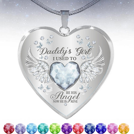 12 Colors Birthstone Angel Wings Heart Pendant Epoxy Necklace - yourmomsclosetboutiq