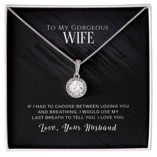Cubic Zirconia Pendant Necklace, To My Wife, Last Breath To Tell you I Love You, Wife Gift, Wife Birthday Gift, Anniversary Gift For Wife - yourmomsclosetboutiq